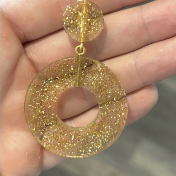 Madewell Gold Glitter Hoop Earrings - Picture 4 of 4